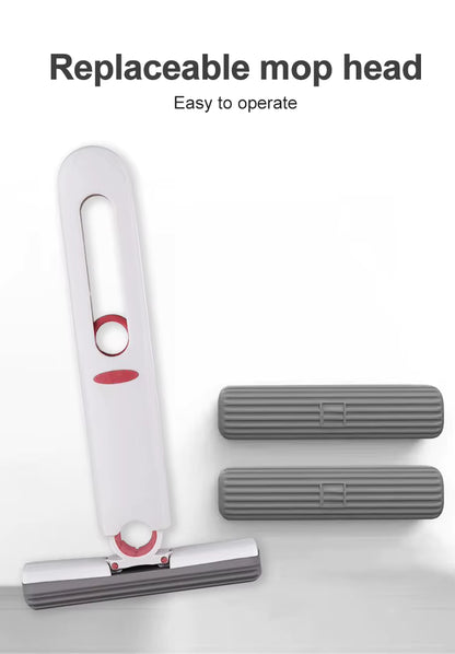Portable Mini Self Squeeze Cleaning Mop Wet and Dry Use Sponge Mop for Bathroom, Kitchen, Desktop, Glass, Living Room, Car