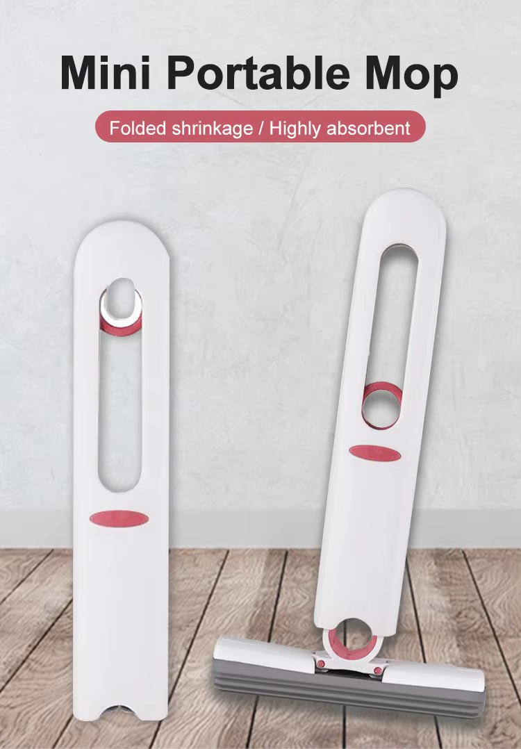 Portable Mini Self Squeeze Cleaning Mop Wet and Dry Use Sponge Mop for Bathroom, Kitchen, Desktop, Glass, Living Room, Car